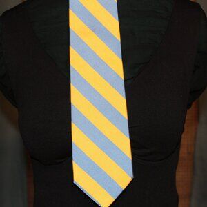 UKRAINE J. Crew Italian pure 100% Silk Tie yellow blue stripes